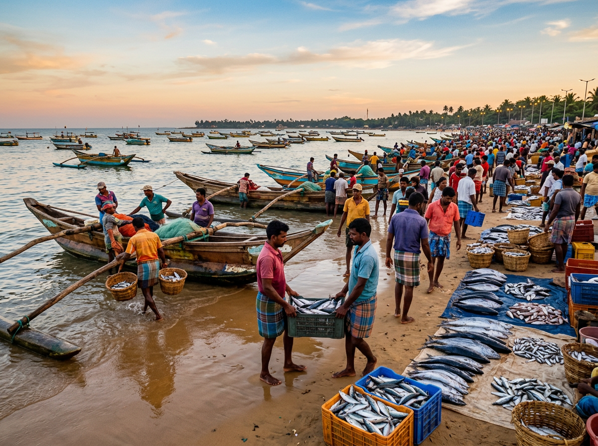 Negombo fish market at dawn