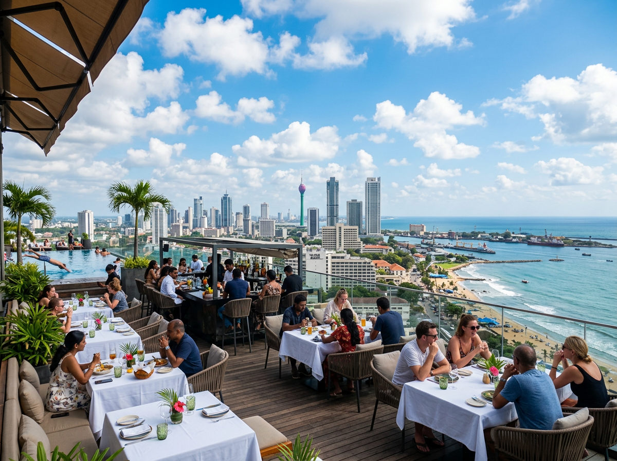 Rooftop dining scene